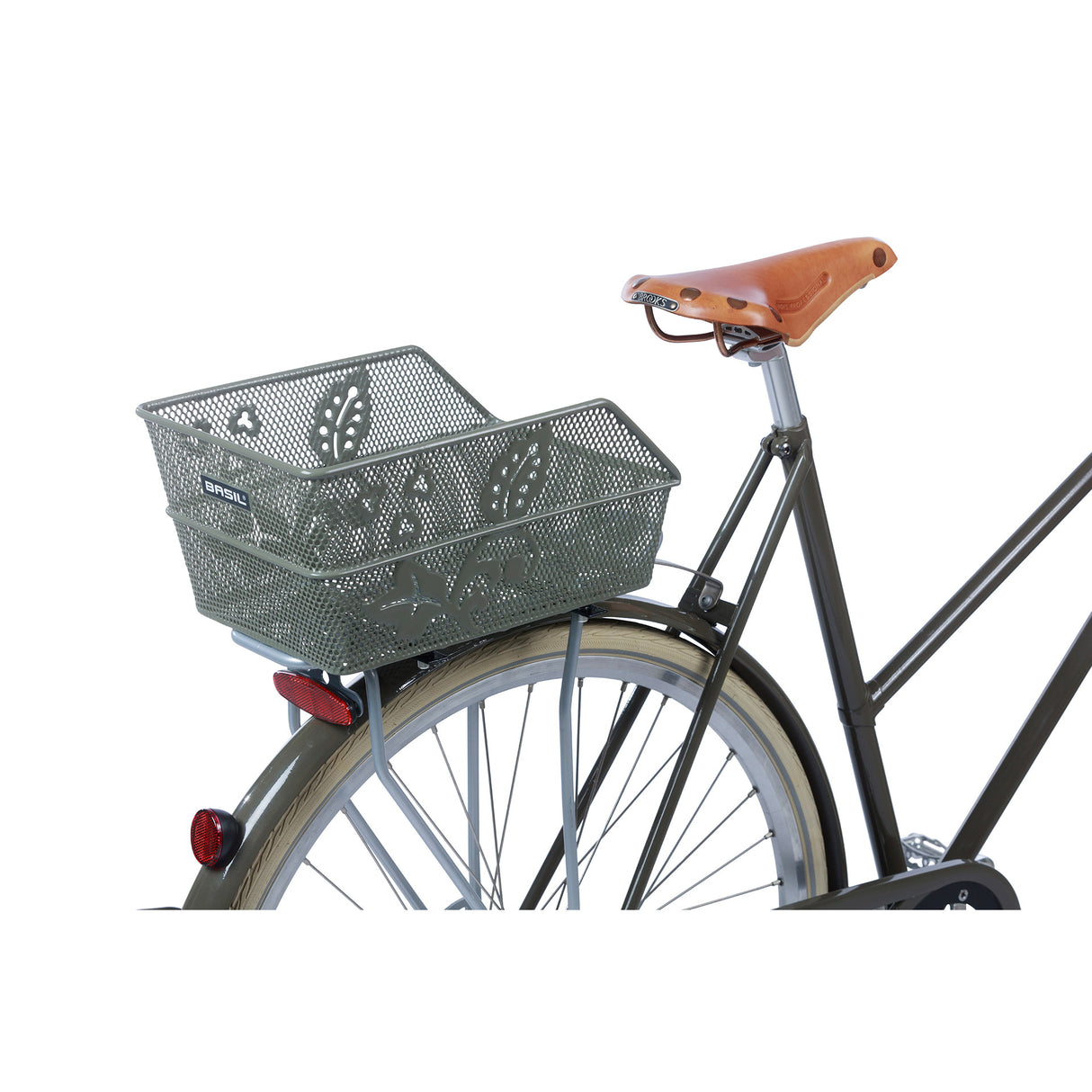 Basil Cento Flower's Bicycle Basket sul retro di Olive Green