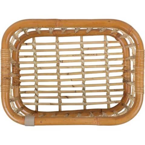 Basil Green Life rattan bicycle basket medium in front of natural brown