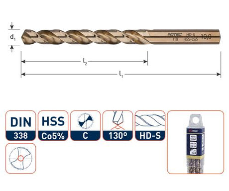 Rotec Spiralbohrer DIN338 CO 4,4 mm
