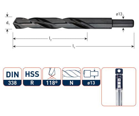 Rotec Spiralbohrer DIN338 HSS-R 15,0mm gedreht