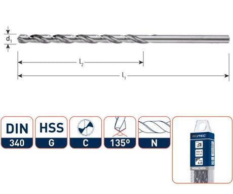 Rotec Spiralbohrer DIN340n.4,1mm lang