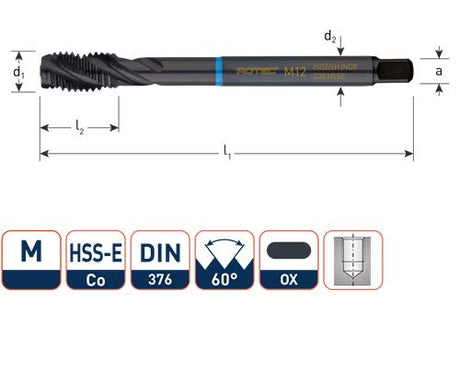 Rotec Maschinenhahn DIN376 M16 Edelstahl blind