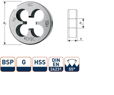 Rotec runde Schneidplatte BSP G1 2 HSS