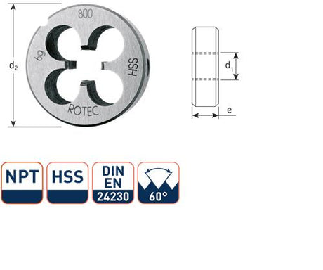 Rotec runde Schneidplatte NPT 1 2 HSS