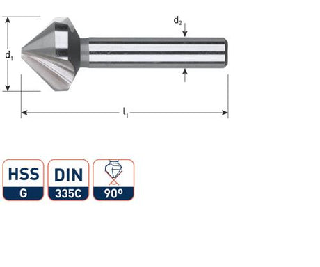 Rotec Senkfräser 90°. 3-Schneider 6,3 mm