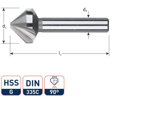 Rotec Senkfräser 90°. 3-Schneider 6,3 mm