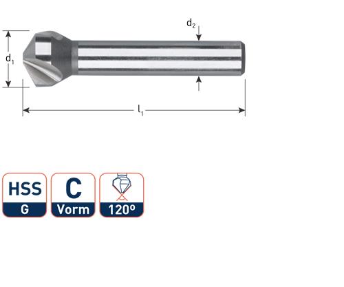 Rotec Senkfräser 120gr. 3-Schneider 16,5 mm