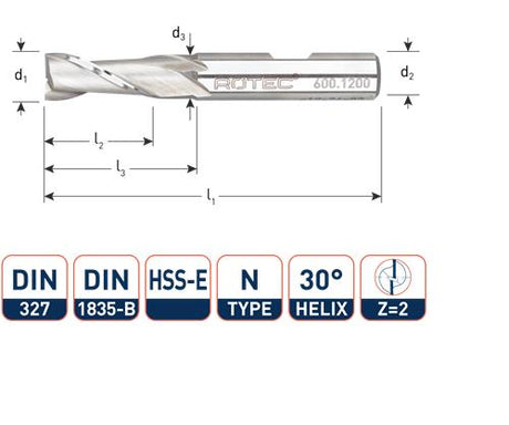 Rotec Keilnutfräser kurz DIN327 10,0 mm Weldon (U)