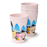 VW T1 Volkswagen Van Waves Set 4 nachhaltige Picknickbecher aus Rpet 450 ml