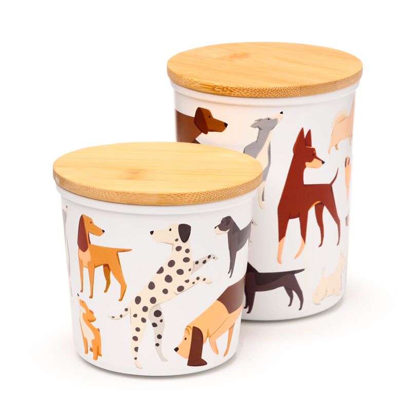 Barks Dog Set mit 2 Vorratsdosen aus Rpet und Bambus, Größe M