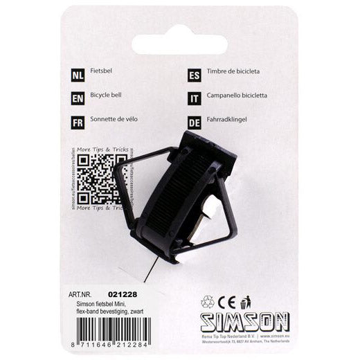 Simson Bicycle Bell Mini 32 mm, Flexband -Ansatzschwarz