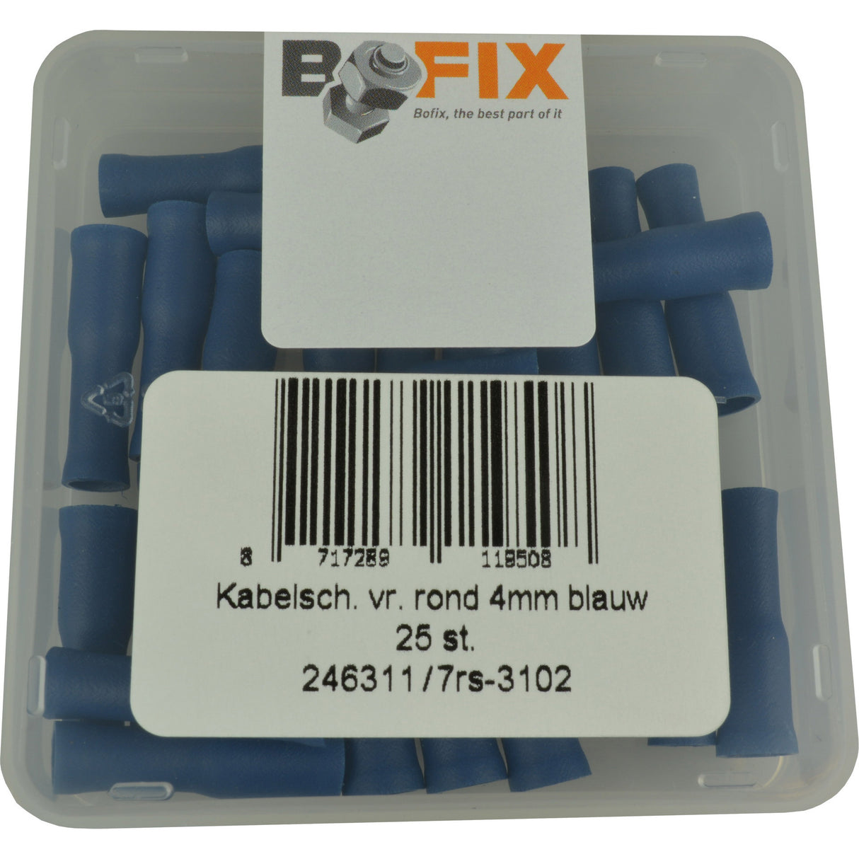 Bofix kabelschoen amp vrouw rond 4,0mm blauw (25st)