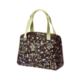 Basilikumwehrlust Carry All Bag - Schwarze Fahrradhandtasche mit farbenfrohen Vogeldruck