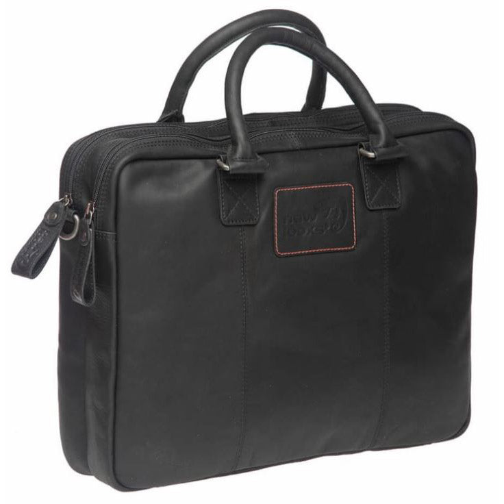 Leder -Laptop -Tasche Santos - Luxus, robustes Leder - geeignet für das Pendeln - Schwarz, Cognac - R K Variohaken - Unisex