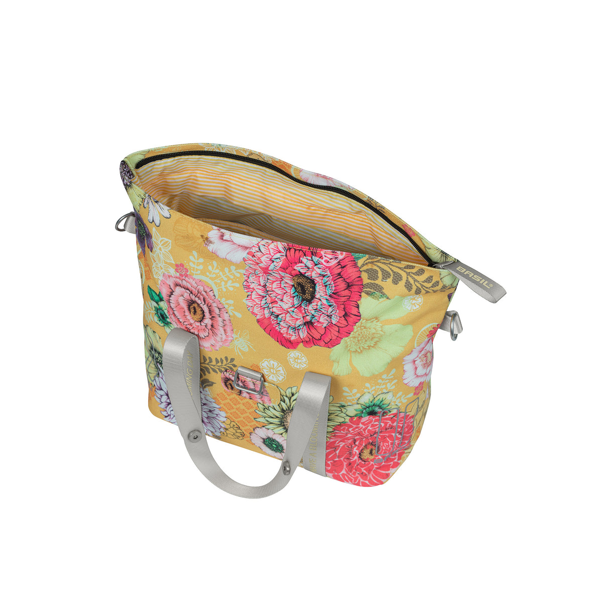 Basil Bloom Field Mik Fietshandbag - Geel, Compact and Su tble - 8-11L