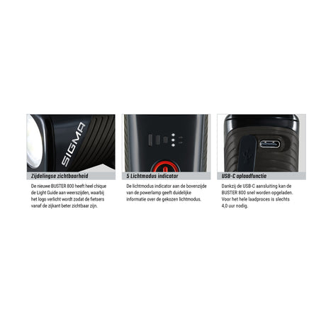 Sigma Scheinwerfer Buster 800 LED -Schraubenhalter -li -ion -Batterie USB