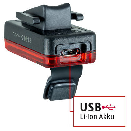VDO ECO Light Red RL Plus USB Heckleuchte Li-On-Batterie+Bremslicht an