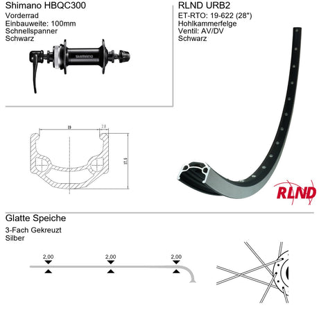 Roland voorwiel urb2 28 19-622 36g qr hbqc300 zw zil