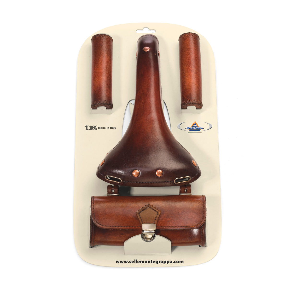 Selle Monte Grappa Monte Grappa Set Charleston Sporting 3-teiliger Leder D-Bruin