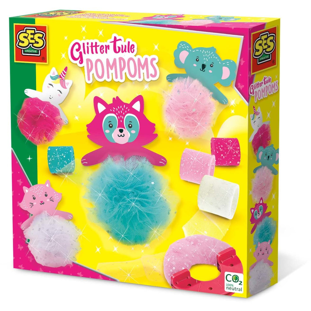 SES Glitter Tüllpompons