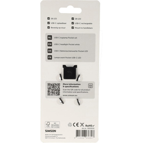 Simson USB-C LED-Taschenlampe weiß