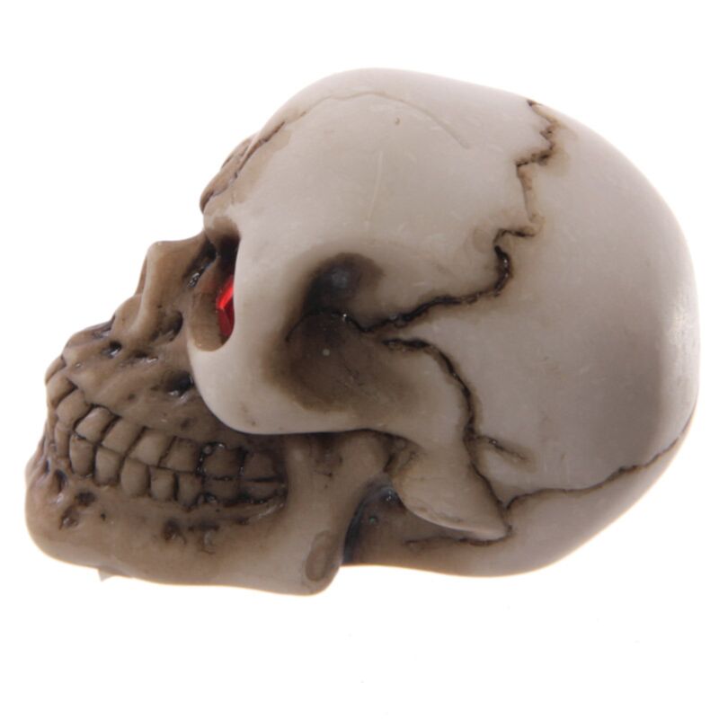 Gruseliges Wohnaccessoire mit Totenkopf und roten Augen