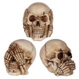 3er-Set Totenköpfe zum Hören, Sehen, Sprechen, kleines Wohnaccessoire