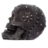 Kleines silberfarbenes Totenkopf-Wohnaccessoire aus Perlen