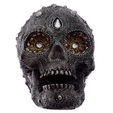 Silberfarbenes, perlenbesetztes Totenkopf-Wohnaccessoire