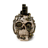 Wohnaccessoire im Steampunk-Stil mit Totenkopf mit Zahnrädern und Federn