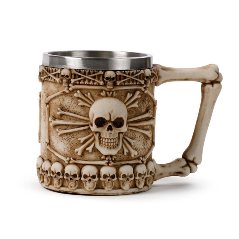 Deko-Krug mit Totenkopfknochen