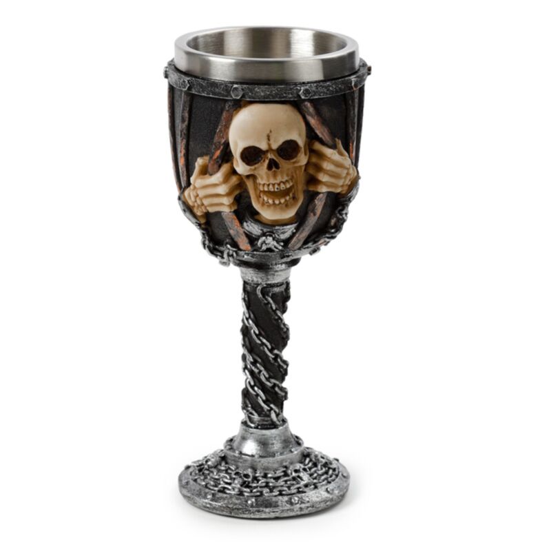 Totenkopf mit dekorativem Kettenkelch