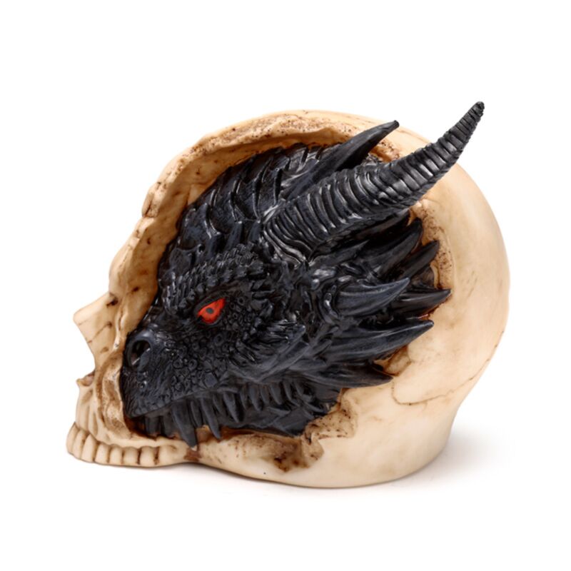 Schatten der Dunkelheit, schwarzer Drache im Totenkopf – groß