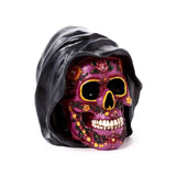 Tag der Toten lila Totenkopf mit Kapuze