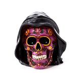 Tag der Toten lila Totenkopf mit Kapuze