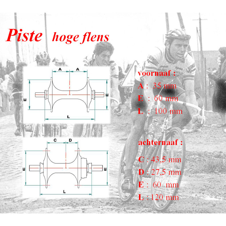 Miche naafet pista v + en 32ot mat héije Flange Sëlwer