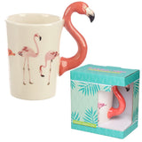 Keramiktasse mit Flamingo-Rosa-förmigem Henkel