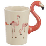 Keramiktasse mit Flamingo-Rosa-förmigem Henkel