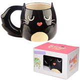 Feline feine schwarze Keramiktasse in Katzenform