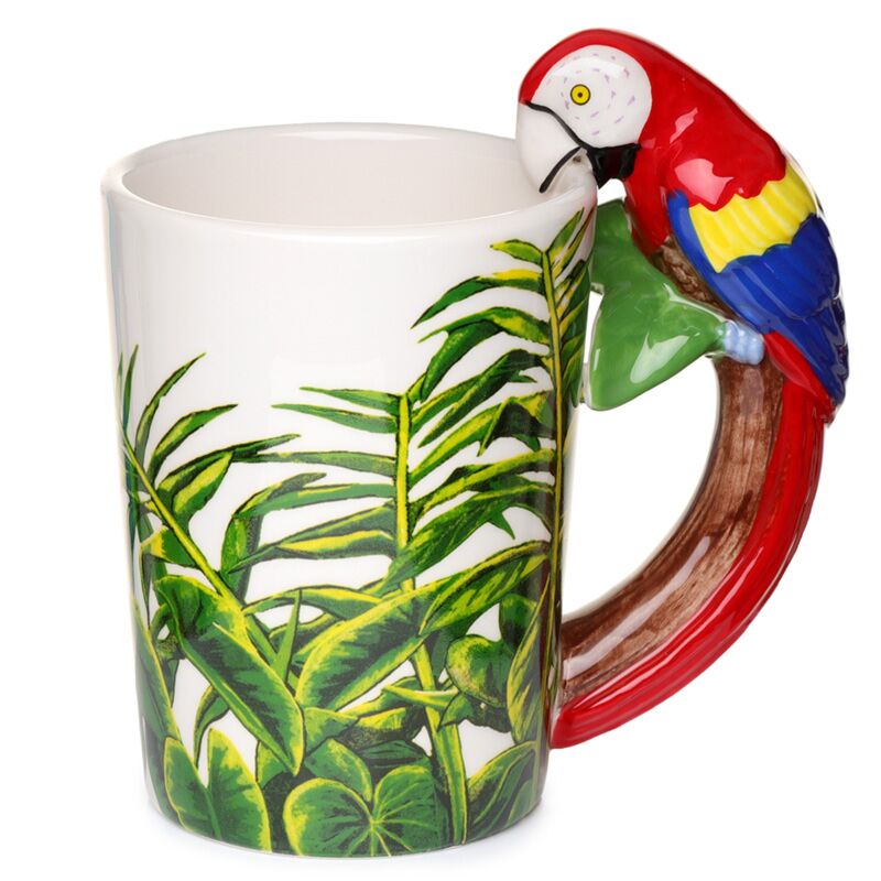 Papageienförmiger Keramikbecher mit Henkel