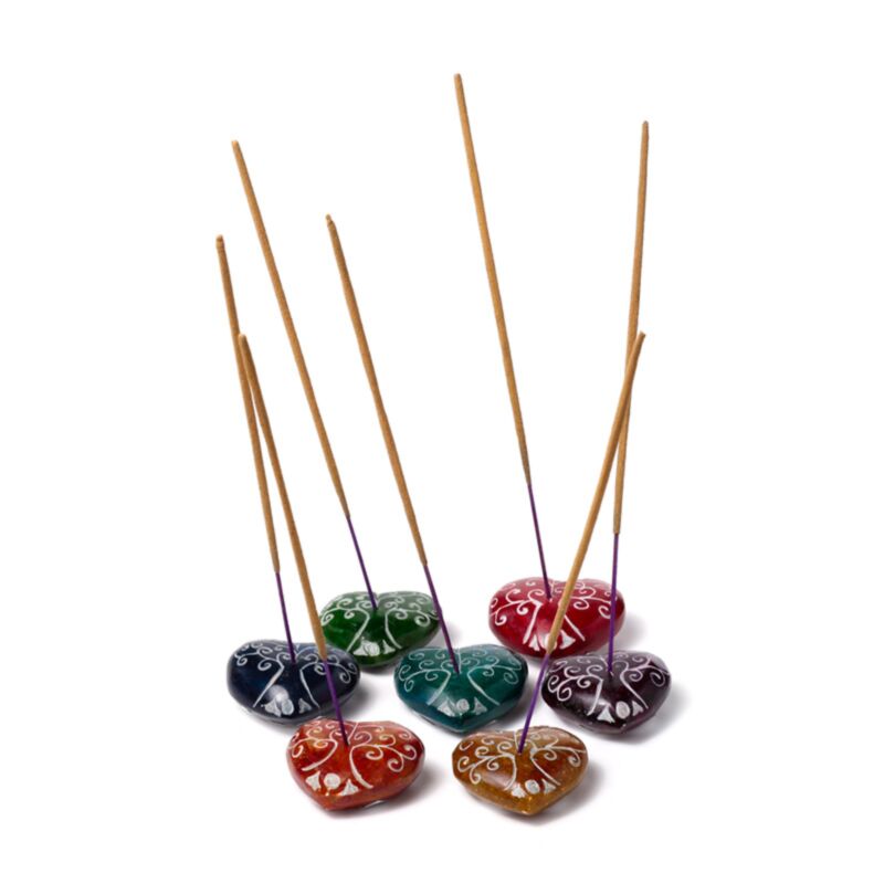 Räucherstäbchenhalter aus Speckstein, Chakra-Herz, Baum des Lebens