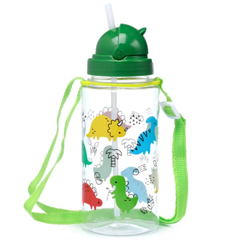 Ecozen Kinderwasserflasche 450 ml mit Flip-Strohhalm Dinosauria Jr