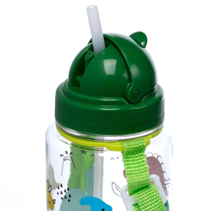 Ecozen Kinderwasserflasche 450 ml mit Flip-Strohhalm Dinosauria Jr