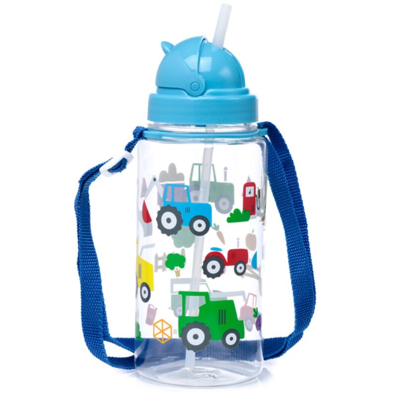 Ecozen Kinderwasserflasche 450 ml mit Flip-Strohhalm für kleine Traktoren