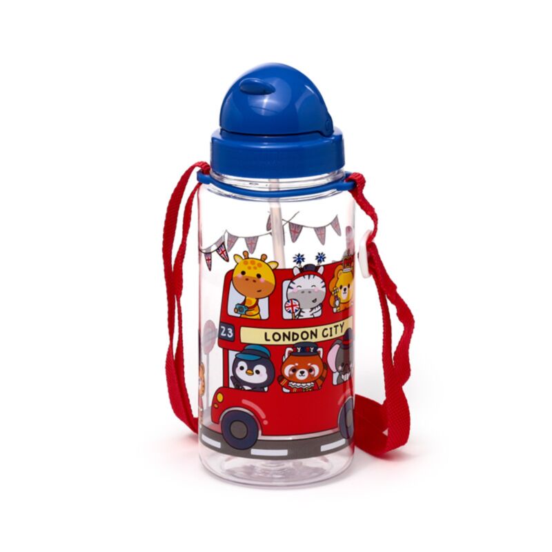 Ecozen Kinderwasserflasche 450 ml Flip-Strohhalm Adoramals London