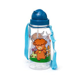 Ecozen Kinderwasserflasche 450 ml mit Flip-Strohhalm, Adoramals-Hochlandkuh