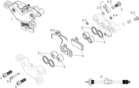 Sram-Scheibenbremsen-Motiv, silberfarbene Scheibenbremsen-Motive vorne, silber-schwarz