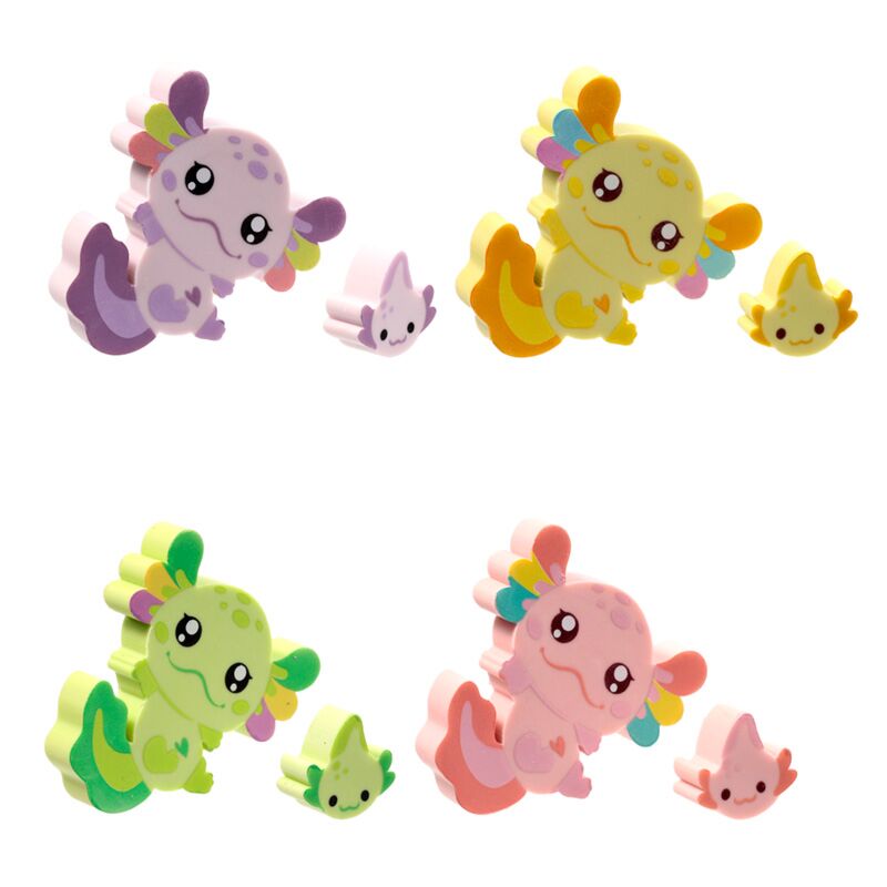 Set mit 2 Axolotl (Salamander)-Radiergummis