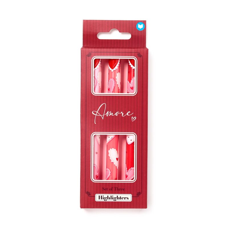 Amore Herz-Pop-Top-Textmarker-Set mit 3 Stück