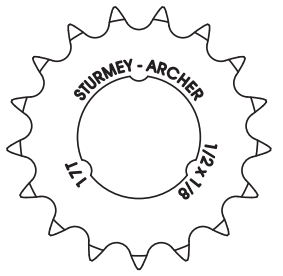 Sturmey-Archer Europe N.V. Kettenrad Sturmey Archer 17t – 1 8 flaches Modell – Chrom